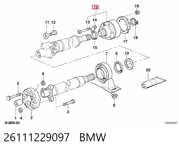 Przegub homokinetyczny tylny wału Cardana tylnego 26111229097 BMW
