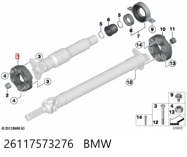 Przegub elastyczny wału przedni 26117573276 BMW