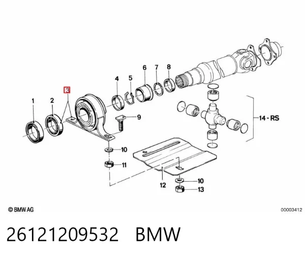 Łożysko podwieszane wału Cardana 26121209532 BMW