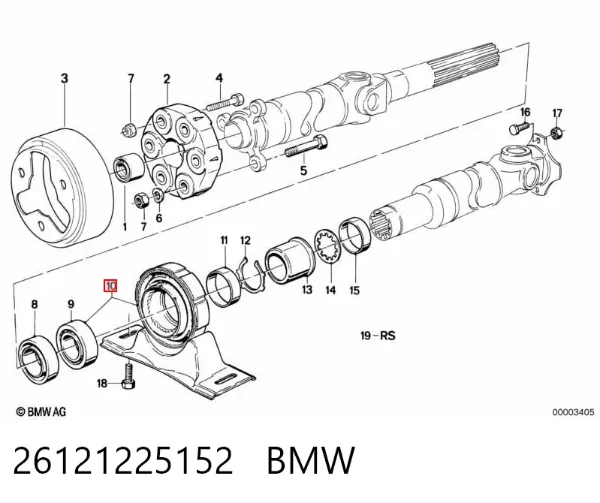 Łożysko podwieszane wału Cardana 26121225152 BMW