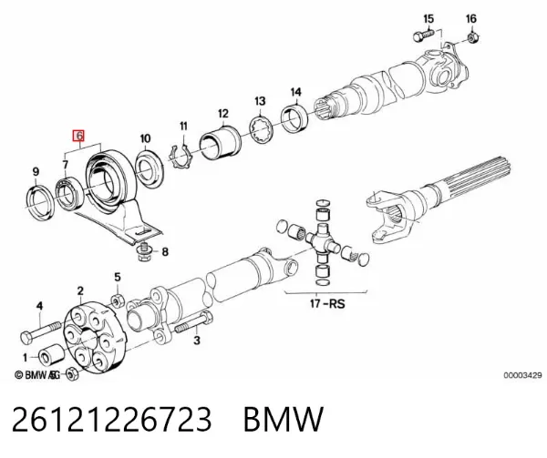 Łożysko podwieszane wału Cardana 26121226723 BMW