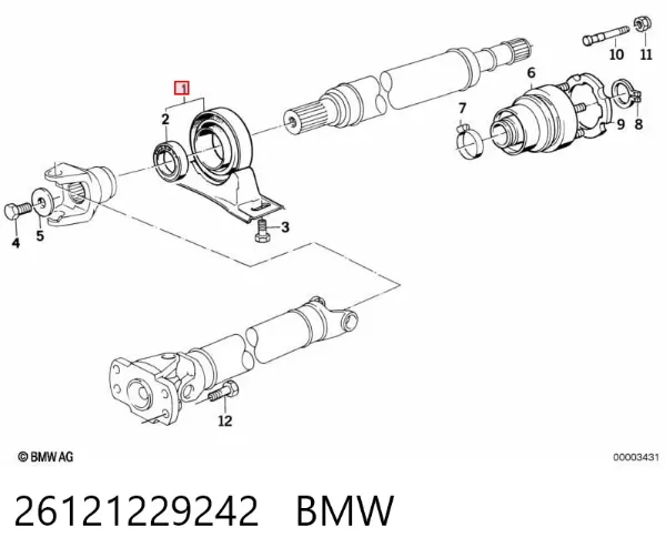 Łożysko podwieszane wału Cardana 26121229242 BMW