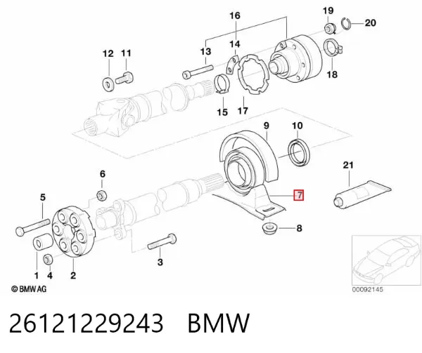 Łożysko podwieszane wału Cardana 26121229243 BMW