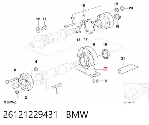 Łożysko podwieszane wału Cardana 26121229431 BMW