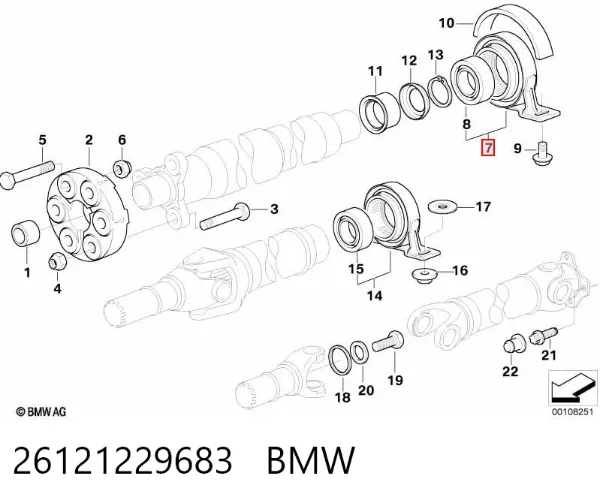 Łożysko podwieszane wału Cardana 26121229683 BMW