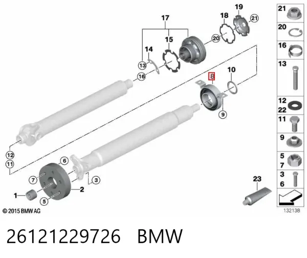 Łożysko podwieszane wału Cardana 26121229726 BMW