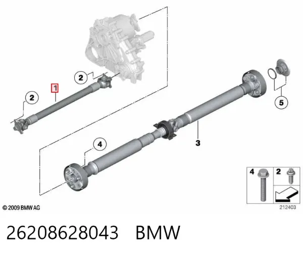 Wał Cardana, do mostu przedniego 26208628043 BMW