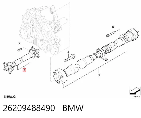 Wał Cardana, do mostu przedniego 26209488490 BMW
