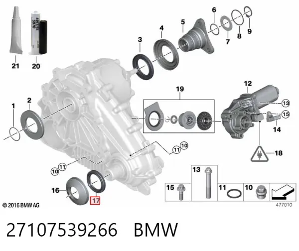 Uszczelniacz skrzyni rozdzielczej przedni wyjściowy 27107539266 BMW