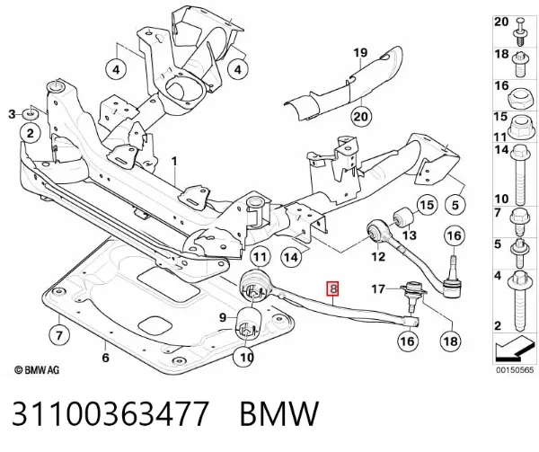 Wahacz zawieszenia przedniego dolny lewy 31100363477 BMW