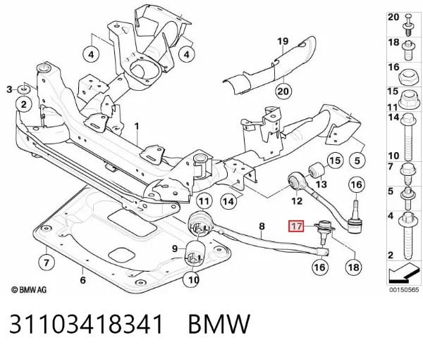 Sworzeń wahacza dolny 31103418341 BMW