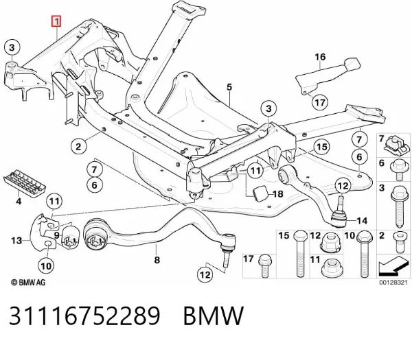 Korpus osi przedniej 31116752289 BMW