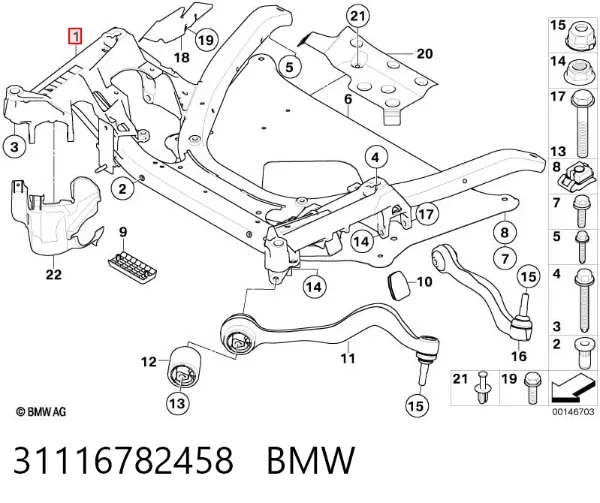 Korpus osi przedniej BMW 5 E60