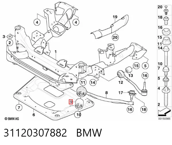Silentblock przedniego wahacza dolnego 31120307882 BMW