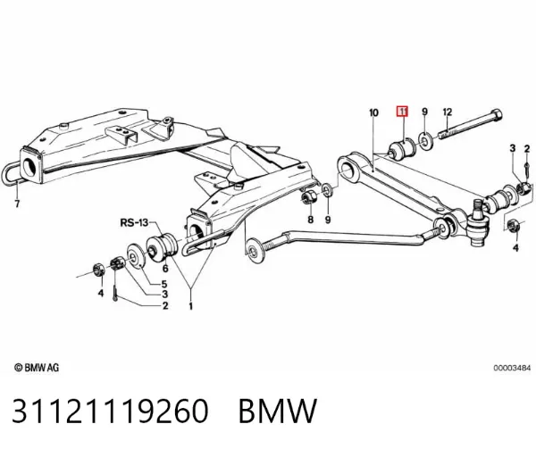 Silentblock przedniego wahacza dolnego 31121119260 BMW