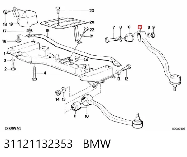 Wahacz zawieszenia przedniego dolny lewy 31121132353 BMW