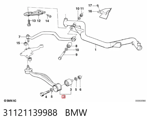 Wahacz zawieszenia przedniego dolny prawy 31121139988 BMW