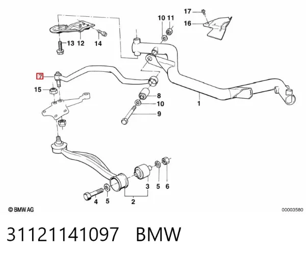Wahacz zawieszenia przedniego górny lewy 31121141097 BMW