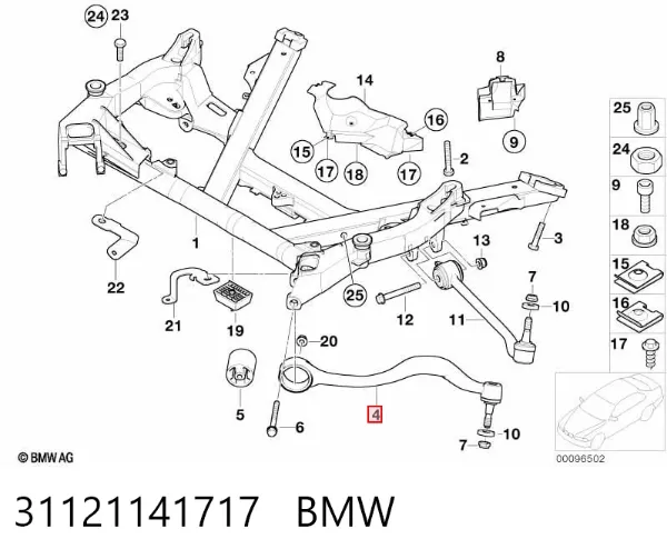 Wahacz zawieszenia przedniego górny lewy 31121141717 BMW