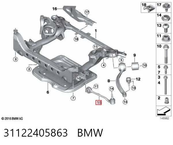 Wahacz zawieszenia przedniego dolny lewy/prawy 31122405863 BMW