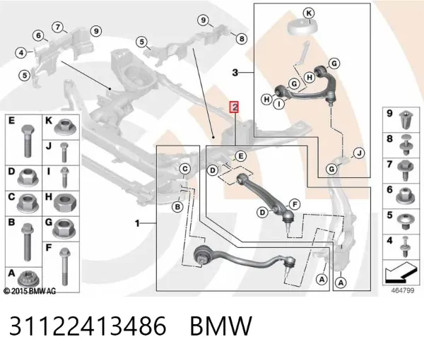 Wahacz zawieszenia przedniego dolny prawy 31122413486 BMW