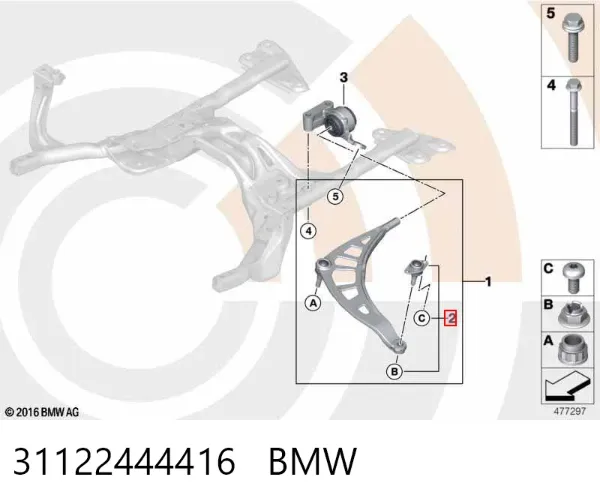 Sworzeń wahacza dolny 31122444416 BMW