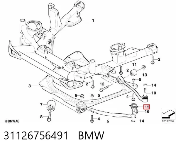 Sworzeń wahacza dolny 31126756491 BMW
