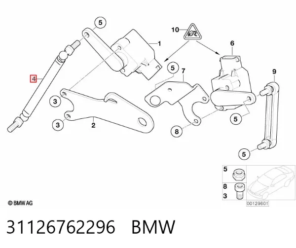 Drążek czujnika poziomowania karoserii przedni 31126762296 BMW