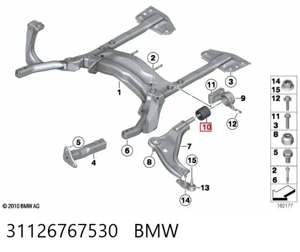 Silentblock przedniego wahacza dolnego 31126767530 BMW