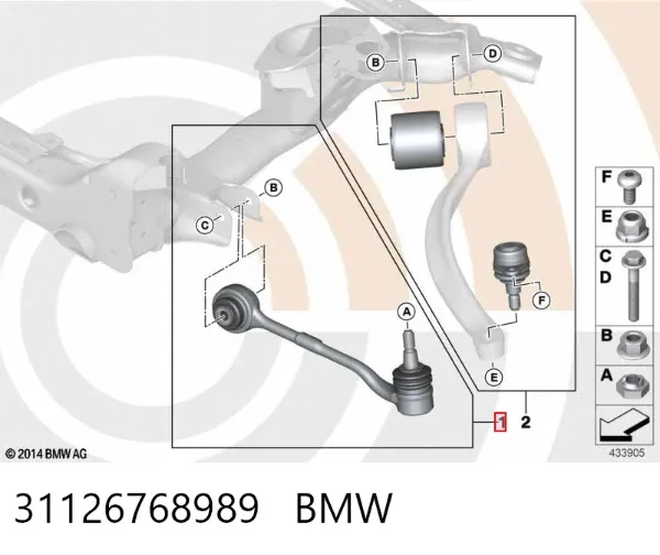 Wahacz zawieszenia przedniego dolny lewy/prawy 31126768989 BMW