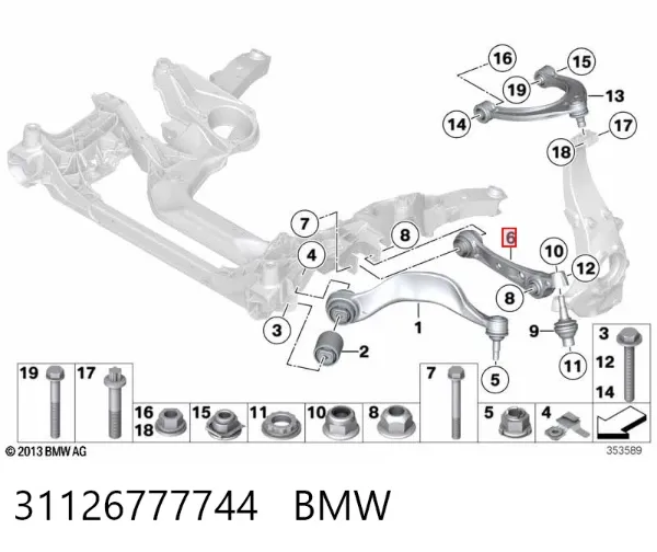 Wahacz zawieszenia przedniego dolny prawy 31126777744 BMW