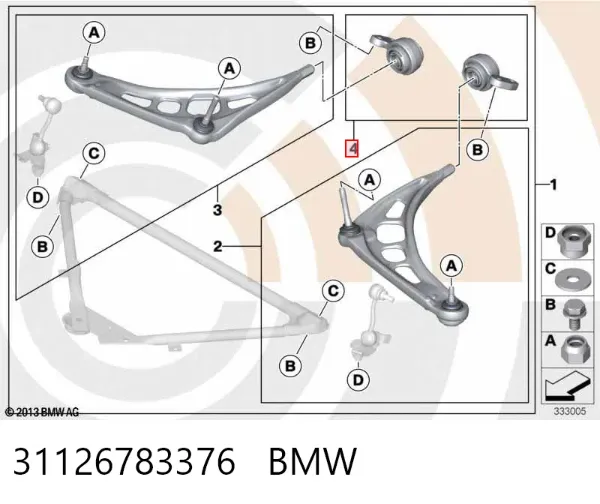 Silentblock przedniego wahacza dolnego 31126783376 BMW