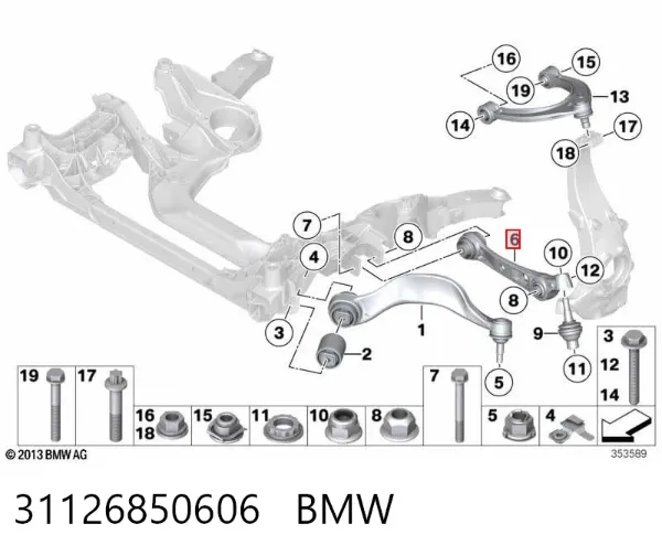 Wahacz zawieszenia przedniego dolny prawy 31126850606 BMW
