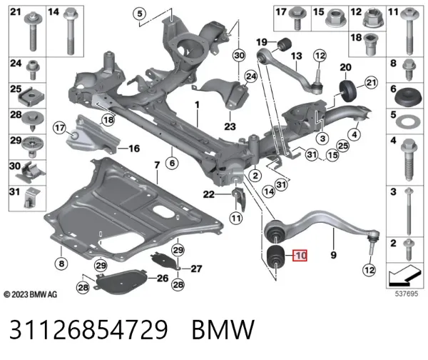 Silentblock przedniego wahacza dolnego 31126854729 BMW