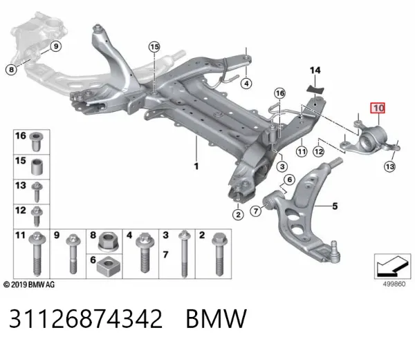 Silentblock przedniego wahacza dolnego 31126874342 BMW