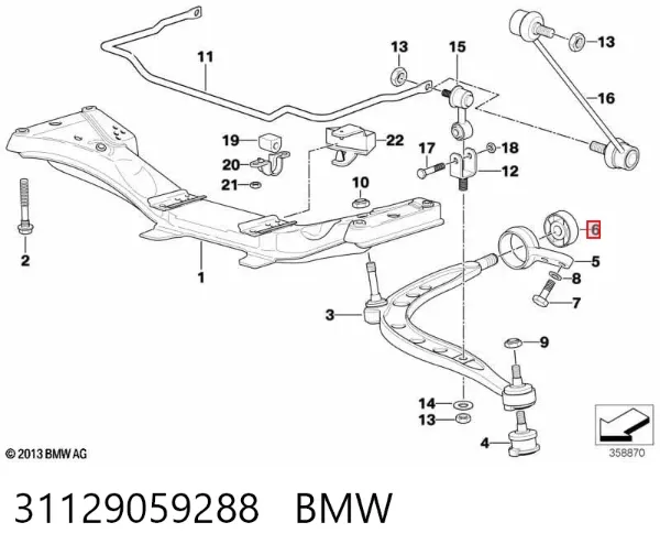 Silentblock przedniego wahacza dolnego 31129059288 BMW