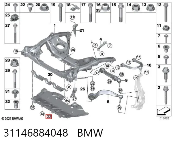 Osłona silnika, miski (przedziału silnika) 31146884048 BMW