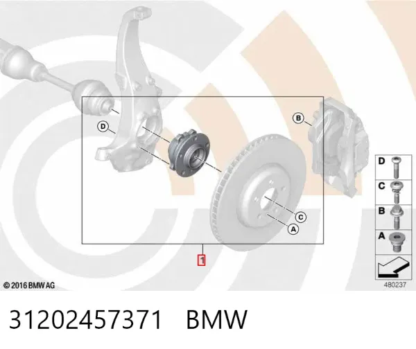 Piasta przednia 31202457371 BMW