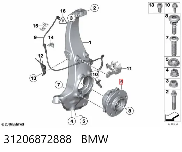 Piasta przednia 31206872888 BMW