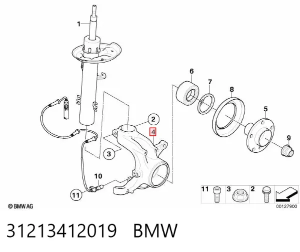 Czop (zwrotnica) przedni lewy 31213412019 BMW