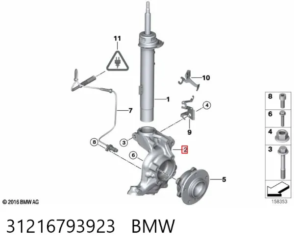 Czop (zwrotnica) przedni lewy 31216793923 BMW