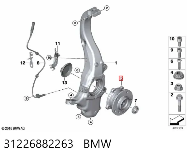 Piasta przednia 31226882263 BMW