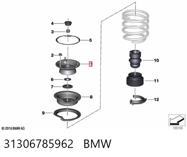 Poduszka amortyzatora tylnego 31306785962 BMW