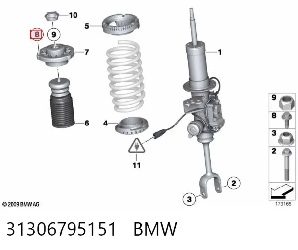 Śruba mocowania amortyzatora przedniego 31306795151 BMW