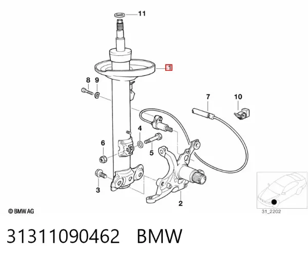Amortyzator przedni prawy 31311090462 BMW