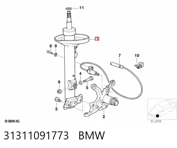 Amortyzator przedni prawy 31311091773 BMW