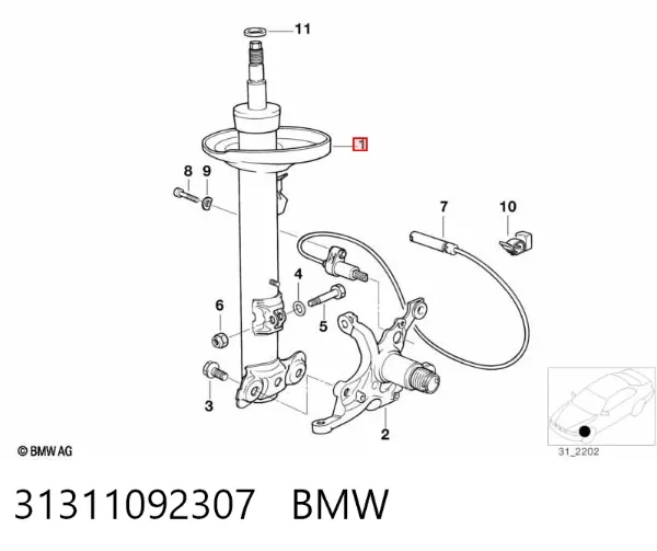Amortyzator przedni prawy 31311092307 BMW