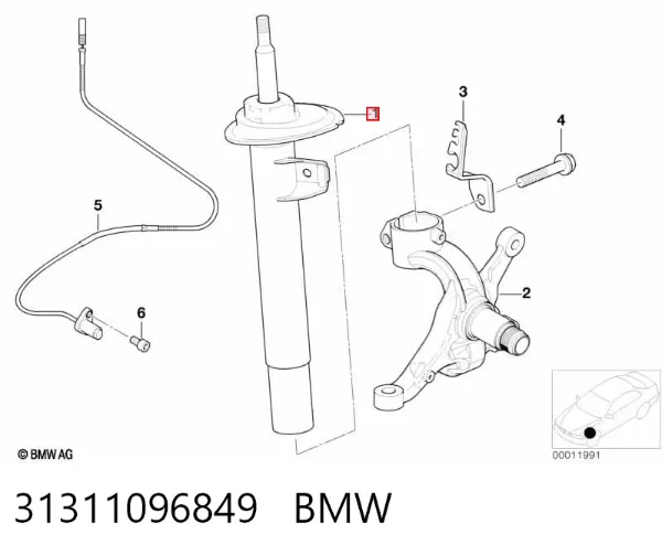 Amortyzator przedni lewy 31311096849 BMW