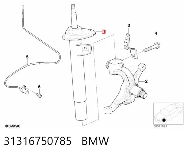 Amortyzator przedni lewy 31316750785 BMW