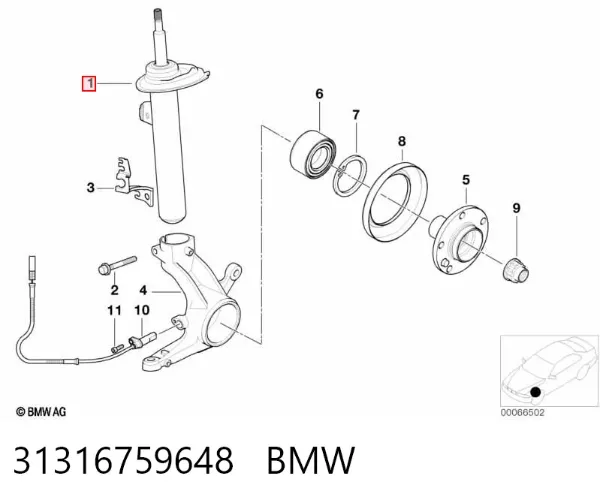 Amortyzator przedni prawy 31316759648 BMW
